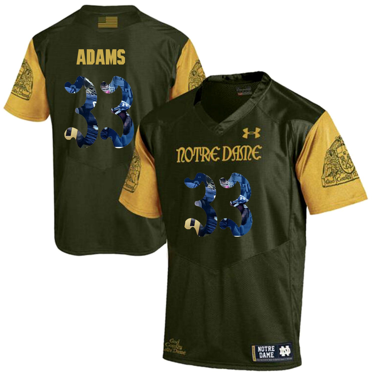 Men Norte Dame Fighting Irish #33 Adams Green Fashion Edition Customized NCAA Jerseys->dallas cowboys->NFL Jersey
